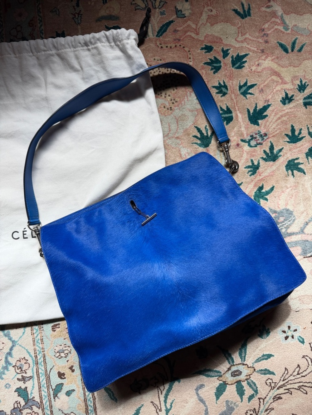 Céline Fall 2012 Blue Ponyhair New Shoulder Bag - Picture 2 of 12